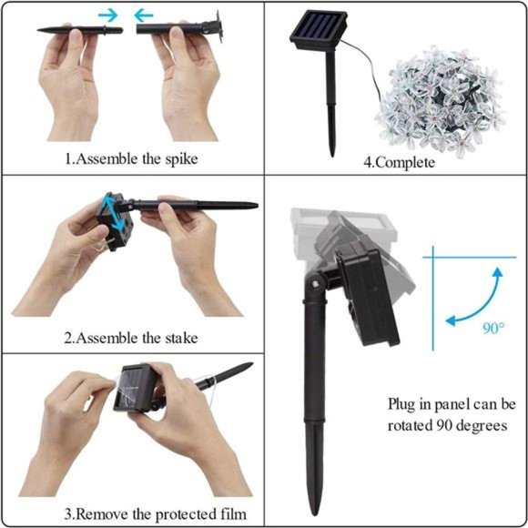 Solar Flower String Lights, 2 Pack Each 23ft 50LED Solar Fairy Flower Lights - Picture 6 of 8